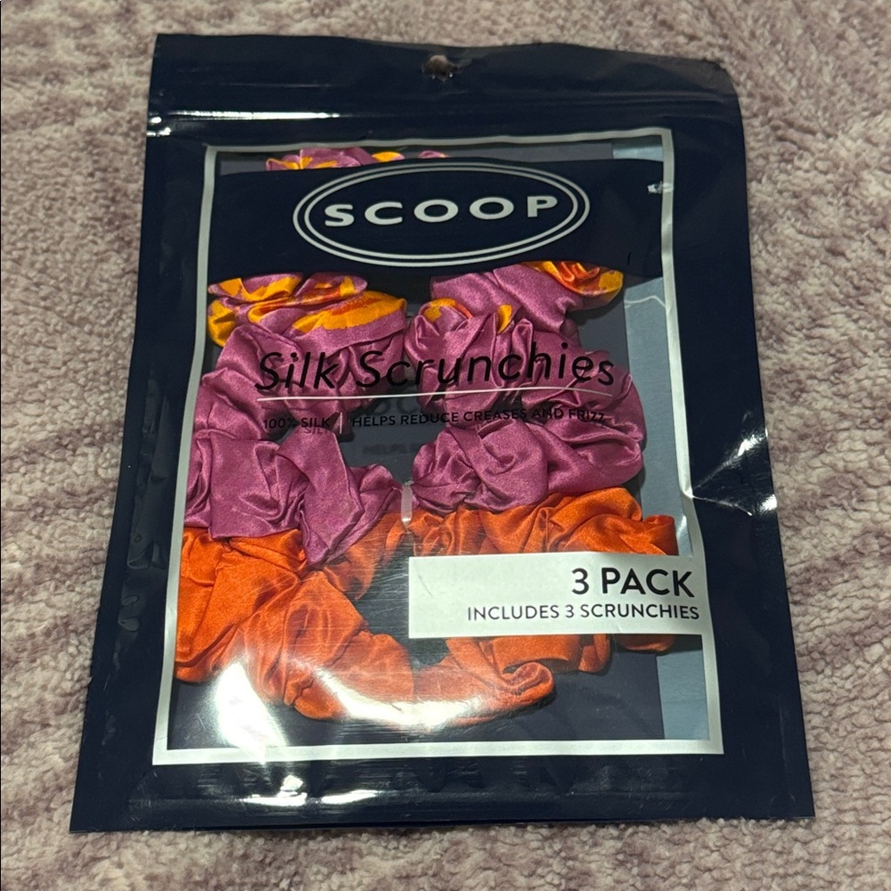 Scoop Pink and Orange Silk Scrunchies - 3 Pack